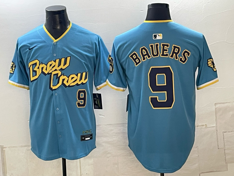 Men Milwaukee Brewers #9 Bauers blue Nike 2026 World Series MLB jersey 102303->milwaukee brewers->MLB Jersey